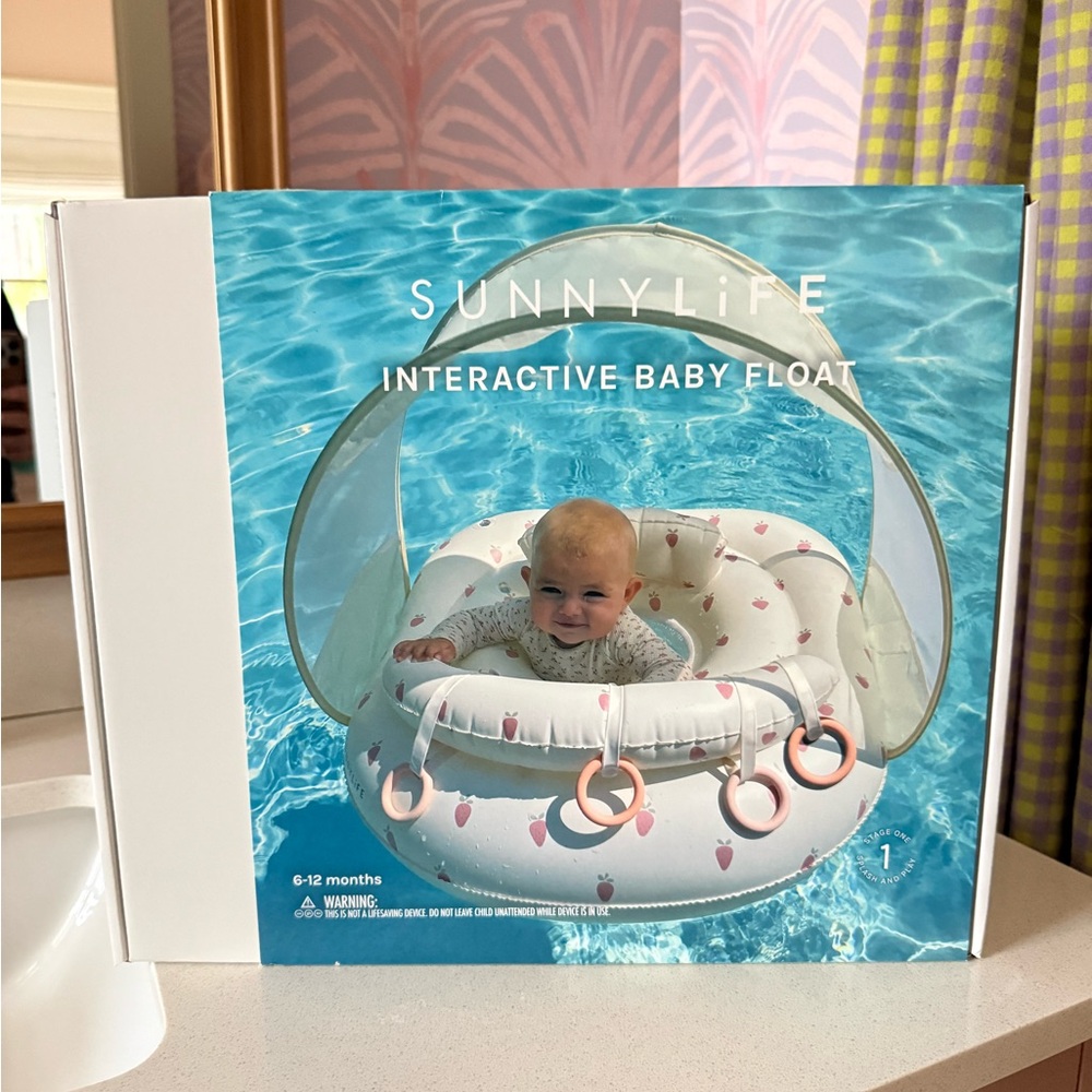 Sunnylife Baby Float with Sun Canopy in White and Pink